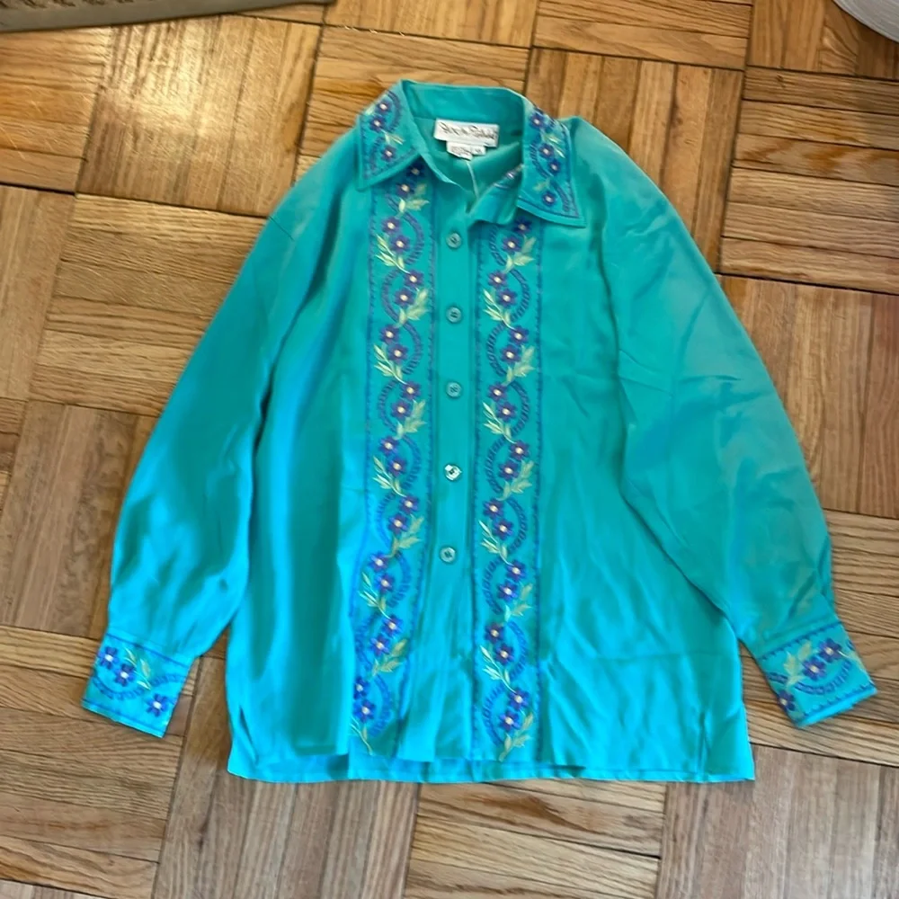 Dianne von Furstenberg Silk Embroidered Blouse - Picture 1 of 5